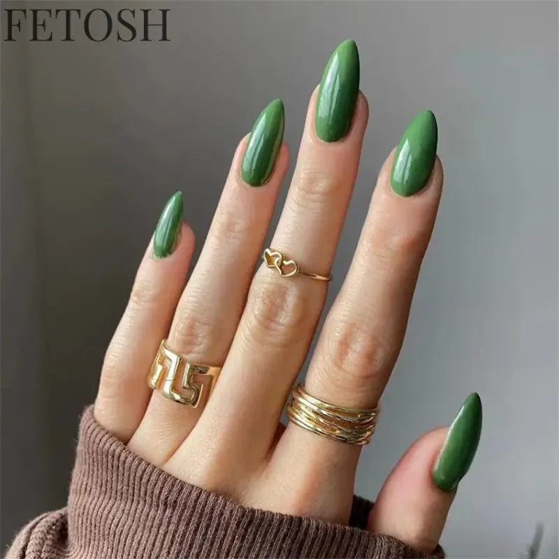 24Ps/Lot Artificial Acrylic Short Fake Nails Solid Color Simple Korean Full Press on Nail Tips Removable Wearing False