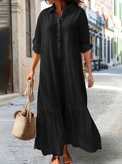 Casual Long Sleeve Woman Dress Office Lady Spring Summer Fashion Elegant Solid Shirt Dress Dresses For Women 2024 Female Robe