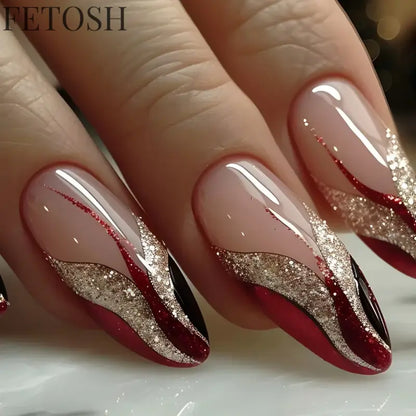 24pcs/Box Long Coffin False Nails Art Rose with Glue Wearable Nude Pink White Color Jelly Nails Tips Full Cover Press on Nails