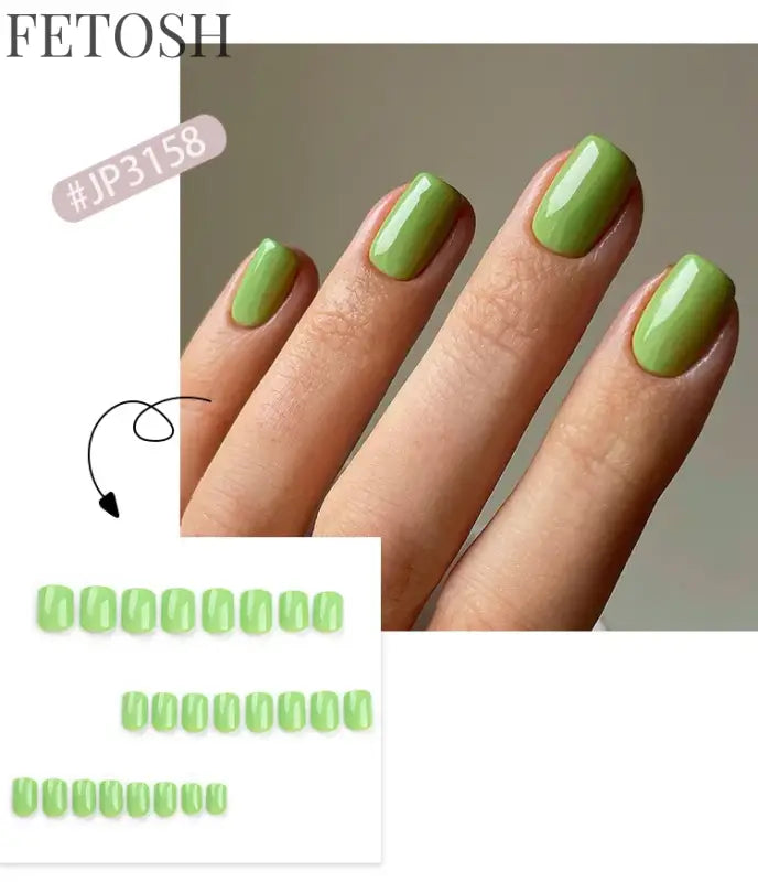 Glossy Solid Color Nail Art Short Square Colored Detachable Fake Nails Wearable Finished False Nails Press on Nails