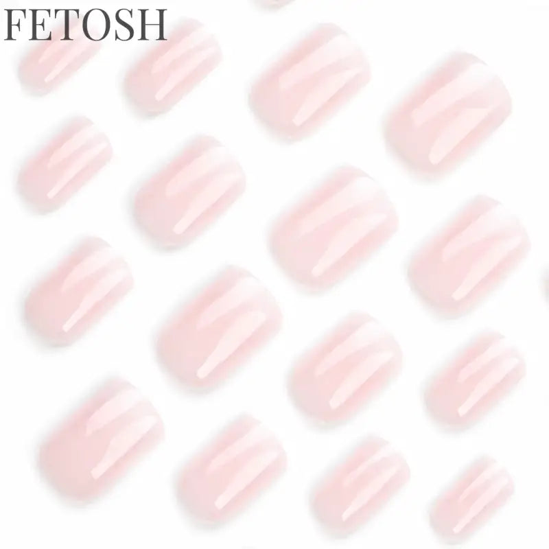 Glossy Press on Nails Set Short Oval Shiny Gradient French Nail Art Design Reusable Full Cover Fake Nails with Glue