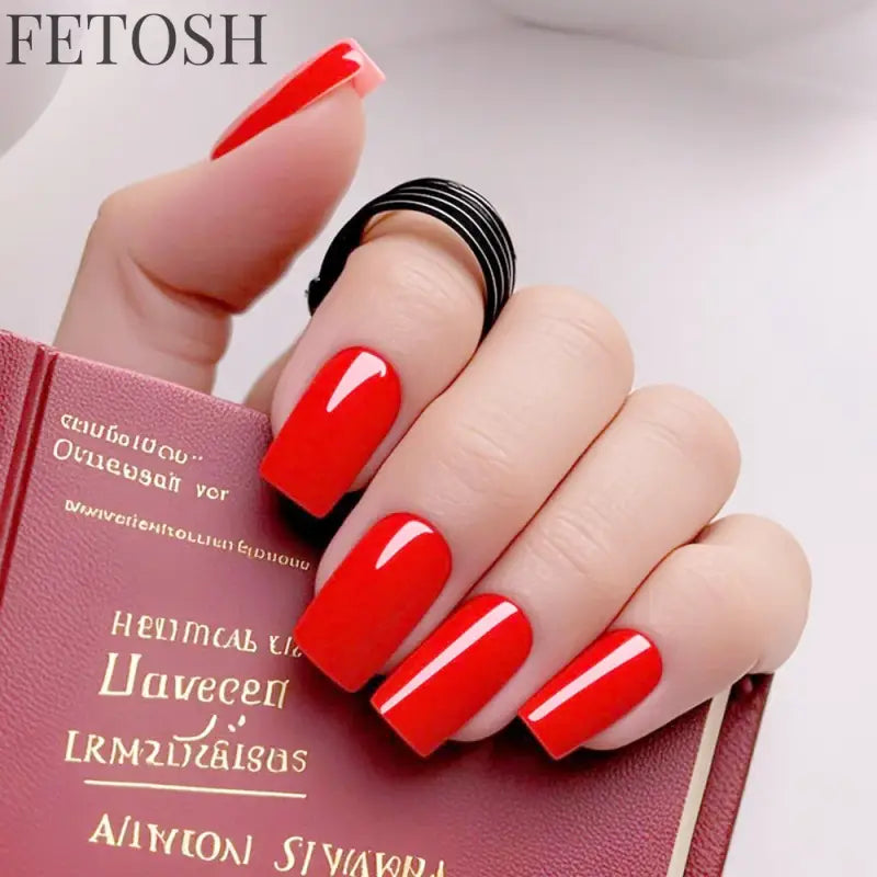 Artificial Press On Fake Nails Glossy Wine Red False Nail Long Square Reusable DIY Lady Fingernail Tip Manicure Tools