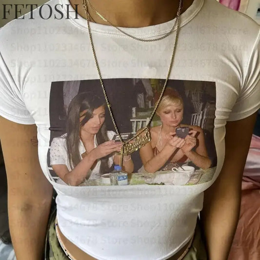 Fashion Letter Print Fairy Grunge Summer E-girl White Crop Top Slim 2000s Streetwear Harajuku Goth Short Sleeve T-shirts Y2k Top