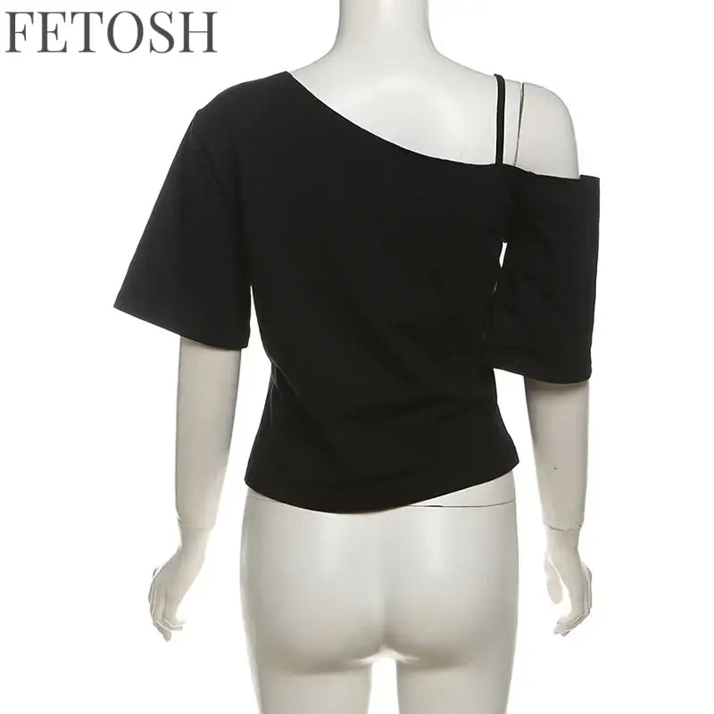 Gothic Tee Y2k Letter Print Off Shoulder Punk T-shirts Women Harajuku Summer Streetwear Grunge T Shirt Aesthetic Sexy