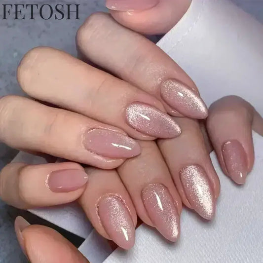 24pcs/Box Long Coffin False Nails Art Rose with Glue Wearable Nude Pink White Color Jelly Nails Tips Full Cover Press on Nails