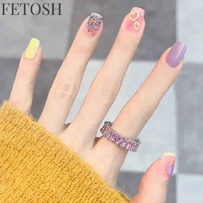 24pcs Short Cute False Nails Polka Dot Star Design Fake Nails Full Coverage Waterproof Removable Artificial Press on Nails