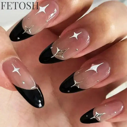 24pcs/Box Long Coffin False Nails Art Rose with Glue Wearable Nude Pink White Color Jelly Nails Tips Full Cover Press on Nails