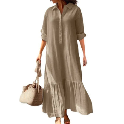 Casual Long Sleeve Woman Dress Office Lady Spring Summer Fashion Elegant Solid Shirt Dress Dresses For Women 2024 Female Robe