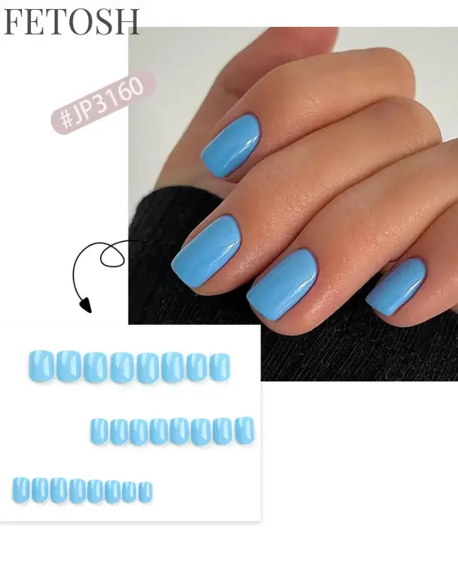 Glossy Solid Color Nail Art Short Square Colored Detachable Fake Nails Wearable Finished False Nails Press on Nails