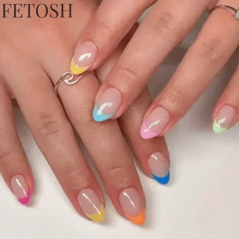 24pcs/Box Long Coffin False Nails Art Rose with Glue Wearable Nude Pink White Color Jelly Nails Tips Full Cover Press on Nails