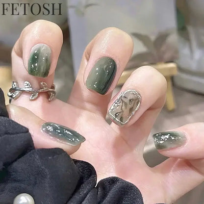 24pcs Short Cute False Nails Polka Dot Star Design Fake Nails Full Coverage Waterproof Removable Artificial Press on Nails