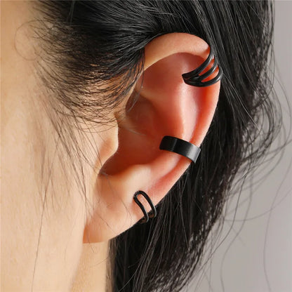 Fashion Zircon Double-layer Ear Cuff No Piercing Earring 2024 Trendy Punk Unique Metal Geometric Ear Clip for Women Jewelry