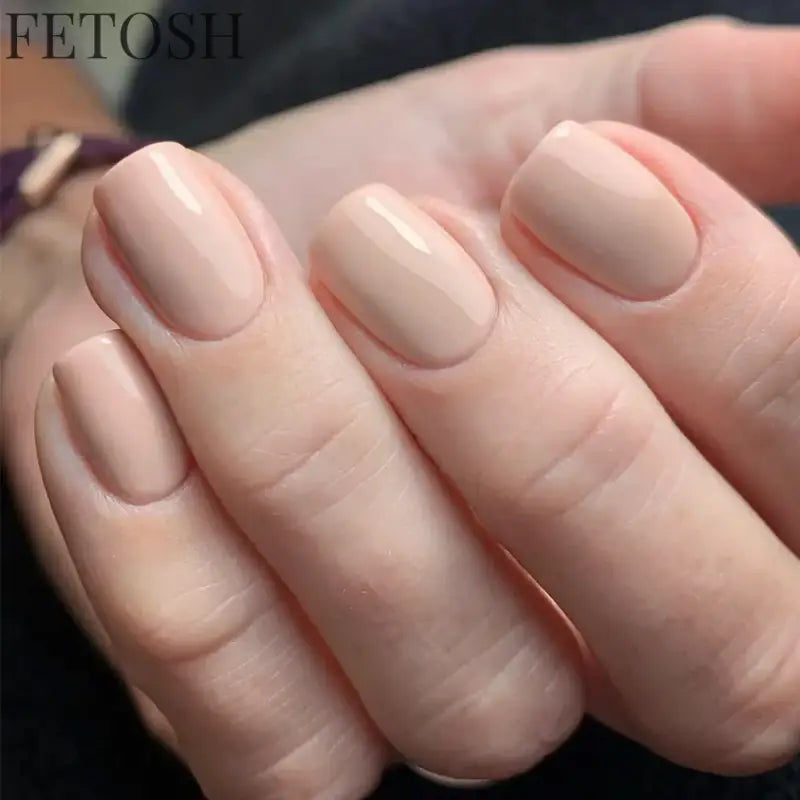 Glossy Solid Color Nail Art Short Square Colored Detachable Fake Nails Wearable Finished False Nails Press on Nails with Glue