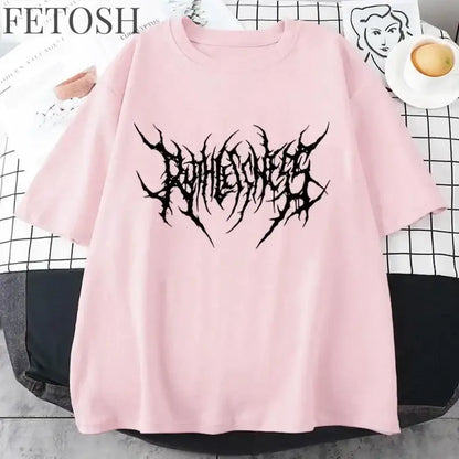 Women T Shirt Summer Punk Style Y2K Print Vintage O-Neck T-shirt Cool Short Sleeve Street T-Shirt Soft Breathable Tee Clothes