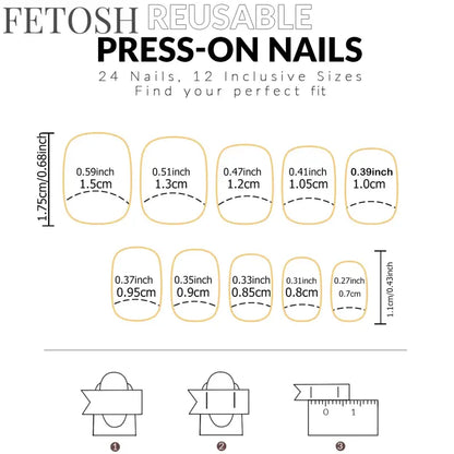 ARTAUG 24pcs Glossy Pink Press On Nails Medium Square Fake Nail Elegantstyle False Nail Full Cover Fake Nail For Stylish Women