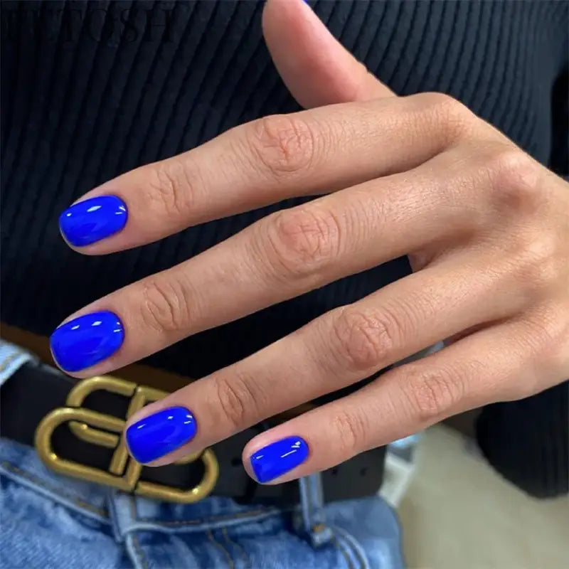 24Ps/Lot Artificial Acrylic Short Fake Nails Solid Color Simple Korean Full Press on Nail Tips Removable Wearing False