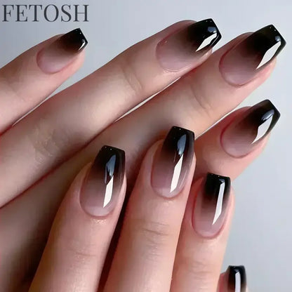 24Pcs Gradient Purple Nail Art Tips Simple Short Square Head False Nails Detachable Fashion Press on Nails Full Cover Fake Nails