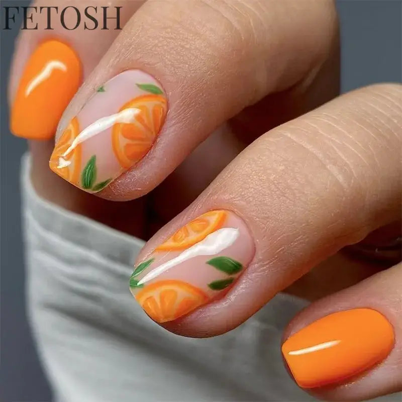 24Pcs Simple Square False Nails Short French Fake Nails Press on Colorful Flowers Design Full Cover Nail Tips Manicure Tools