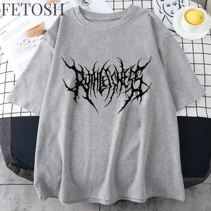 Women T Shirt Summer Punk Style Y2K Print Vintage O-Neck T-shirt Cool Short Sleeve Street T-Shirt Soft Breathable Tee Clothes