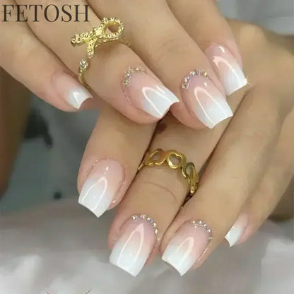 24Pcs Gradient Purple Nail Art Tips Simple Short Square Head False Nails Detachable Fashion Press on Nails Full Cover Fake Nails