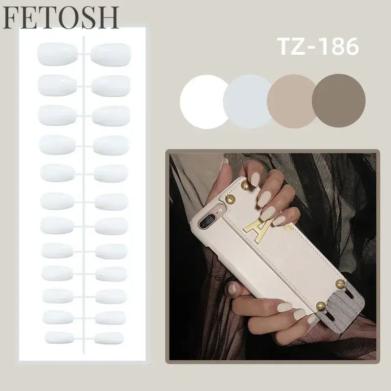 24Pcs Glossy Square Fake Nails Set Gold Powder Full Cover French False Nails Glitter Vintage Press on Acrylic Nail Manicure Tips