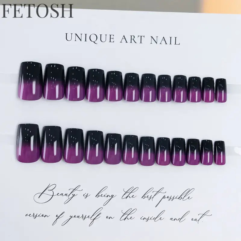 24pcs/set short square ballet fake nails gradient blue purple green pink autumn summer full cover nail tips press on false nail