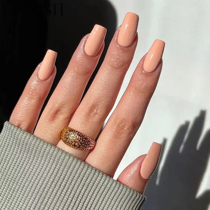 24 Pcs/Set Solid Color Short Fake Nails Art Finished Wearable False Nails for Girls Women Removable Simple White Press on Nail