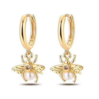 Women's 925 Sterling Silver Classic Gold Pearl Inlaid Earrings Elegant Suitable For Engagement Wedding Party Exquisite Jewelry