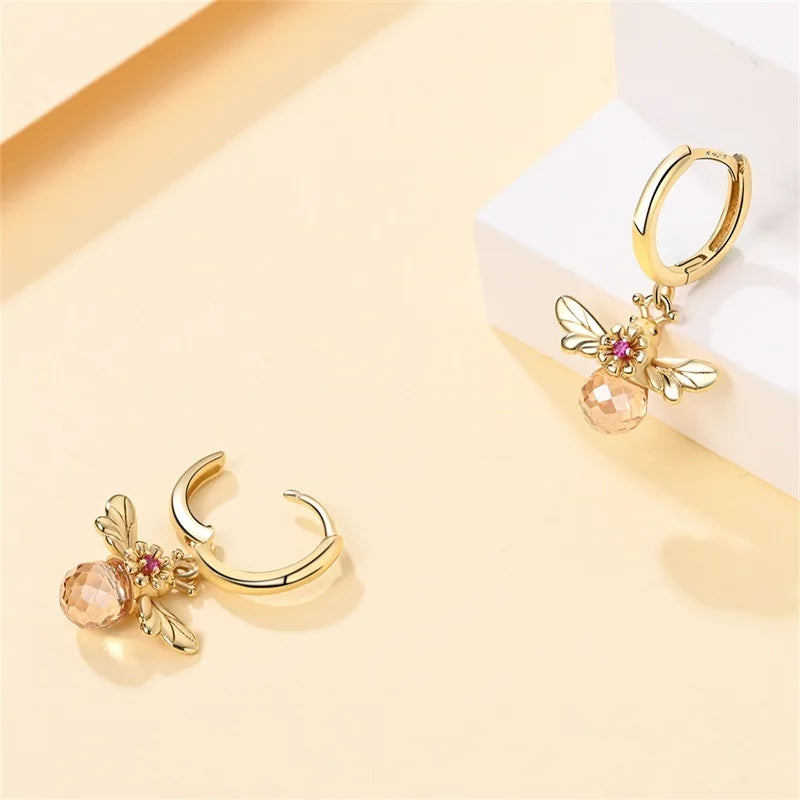Women's 925 Sterling Silver Classic Gold Pearl Inlaid Earrings Elegant Suitable For Engagement Wedding Party Exquisite Jewelry