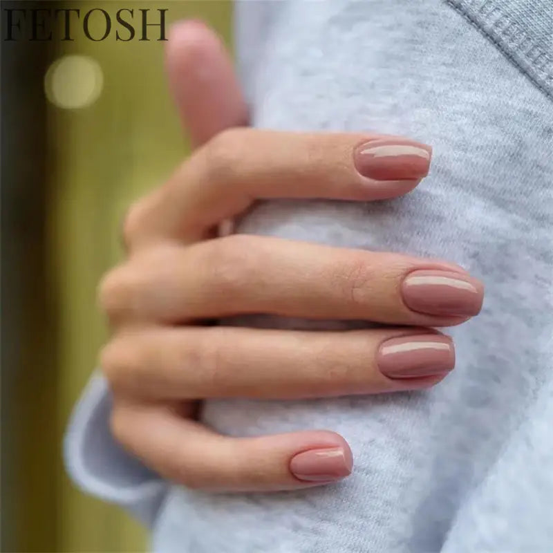 24Ps/Lot Artificial Acrylic Short Fake Nails Solid Color Simple Korean Full Press on Nail Tips Removable Wearing False