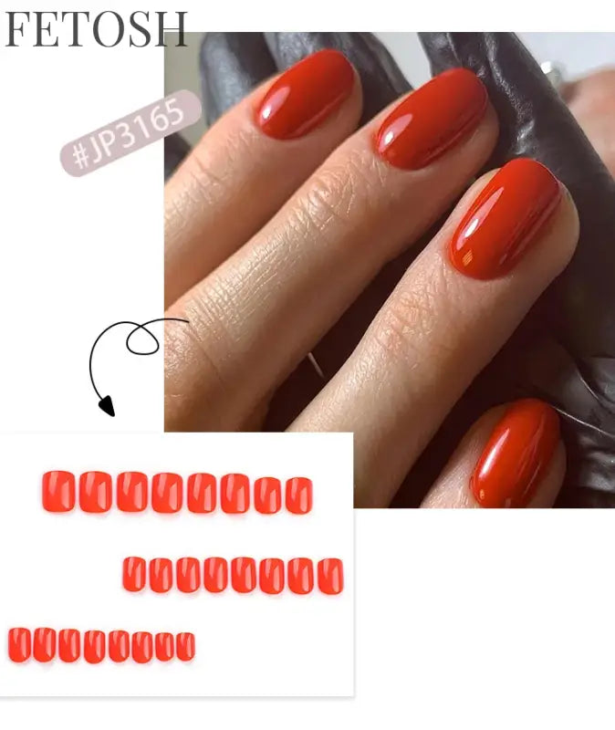 Glossy Solid Color Nail Art Short Square Colored Detachable Fake Nails Wearable Finished False Nails Press on Nails
