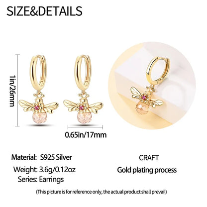 Women's 925 Sterling Silver Classic Gold Pearl Inlaid Earrings Elegant Suitable For Engagement Wedding Party Exquisite Jewelry