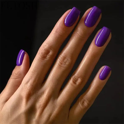 24Ps/Lot Artificial Acrylic Short Fake Nails Solid Color Simple Korean Full Press on Nail Tips Removable Wearing False Nails Art