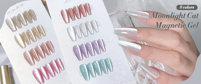 BORN PRETTY 10ml Flow Light White Cat Magnetic Gel Nail Polish Ultra Shine Soak Off UV Gel Mirror Glass Cat Magnet Gel Varnish