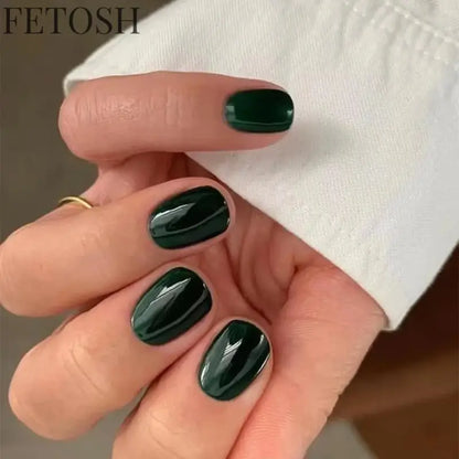 24Pcs/Set Korean Paste Fake Nails Art Classic Solid Color  Acrylic Wearing False Nails Short Removable Press-on Nails Tips