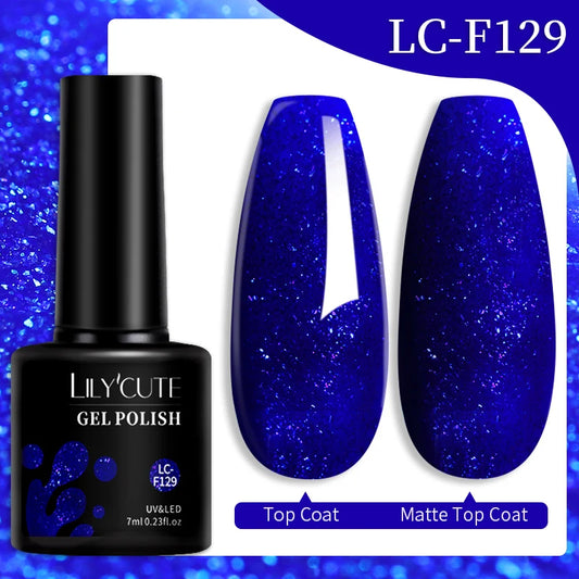 LILYCUTE Glitter Sequins UV Gel Nail Polish Shiny Spring Summer Color Semi Permanant Soak Off All For Manicure Nail Art Varnish