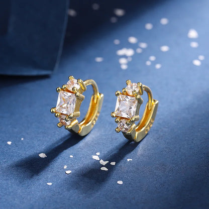 2PC Stainless Steel Little Huggies Hoop Earrings For Women Tiny Crystal Zirconia Pendant Cartilage Earrings Piercing Jewelry