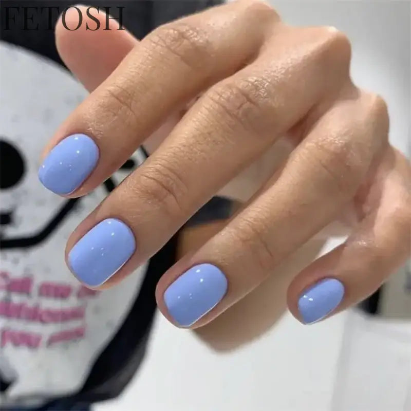 24Ps/Lot Artificial Acrylic Short Fake Nails Solid Color Simple Korean Full Press on Nail Tips Removable Wearing False