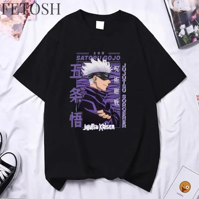 Anime Gojo Satoru High Quality Men's and Women's Round Neck Summer Y2k T-shirt