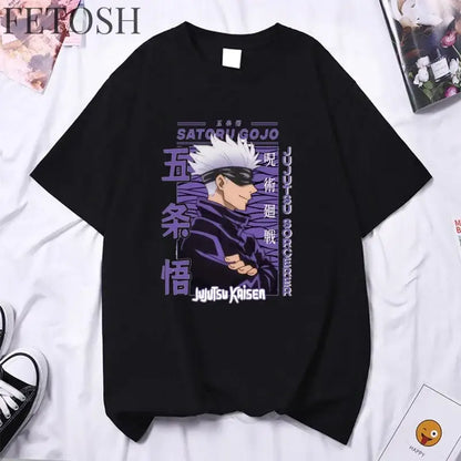 Anime Gojo Satoru High Quality Men's and Women's Round Neck Summer Y2k T-shirt