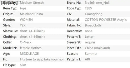 Skulls T Shirts Punk Vintage Women Clothes 90s Gothic Sexy American Slim Dark Tees Aesthetic Short sleeve Femme Clothing Y2k Top