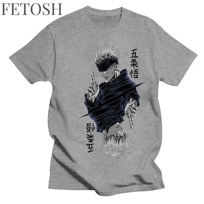 Fashion Jujutsu Kaisen Satoru Gojo Anime Printed Lady O-Neck Short Sleeve Women's T Shirt Black White Short Sleeve Summer Top
