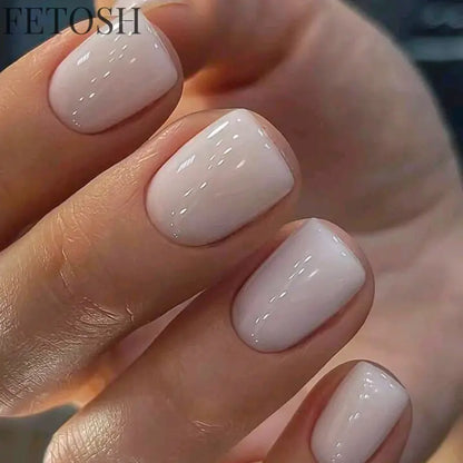 24Pcs/Set Women Girls Short French Milky Gray Trendy Versatile Full Coverage Wearable Fake Nail Press on Nail Art