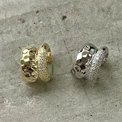 Fashion Zircon Double-layer Ear Cuff No Piercing Earring 2024 Trendy Punk Unique Metal Geometric Ear Clip for Women Jewelry