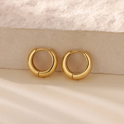 Classic Hoop Earrings for Women Chunky Stainless Steel Gold Color Earring 2025 Trend New in Minimalist Pendientes Jewelry aretes