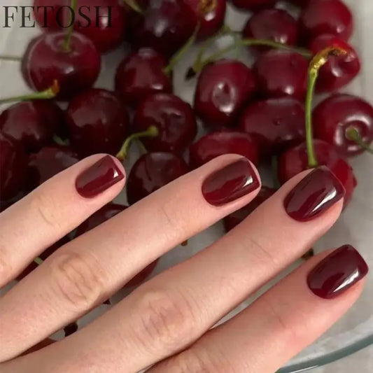 24Pcs/Set Korean Paste Fake Nails Art Classic Solid Color  Acrylic Wearing False Nails Short Removable Press-on Nails Tips