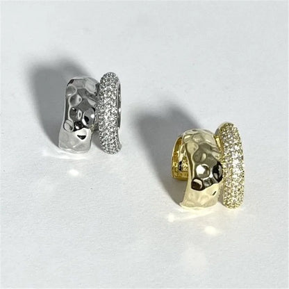 Fashion Zircon Double-layer Ear Cuff No Piercing Earring 2024 Trendy Punk Unique Metal Geometric Ear Clip for Women Jewelry