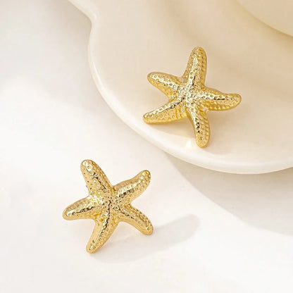 2Pcs/Set Fashion Starfish Stud Earrings For Women Geometric Gold Silver Color Temperament Earrings Summer Beach Jewelry Gift New
