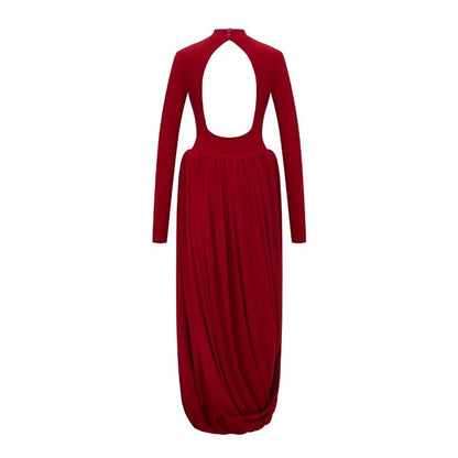 Tossy Backless Pleated Skinny Mini Dress Fashion Long Sleeve High Waist Patchwork Solid Elegant Party Dress Women Bandage Dress