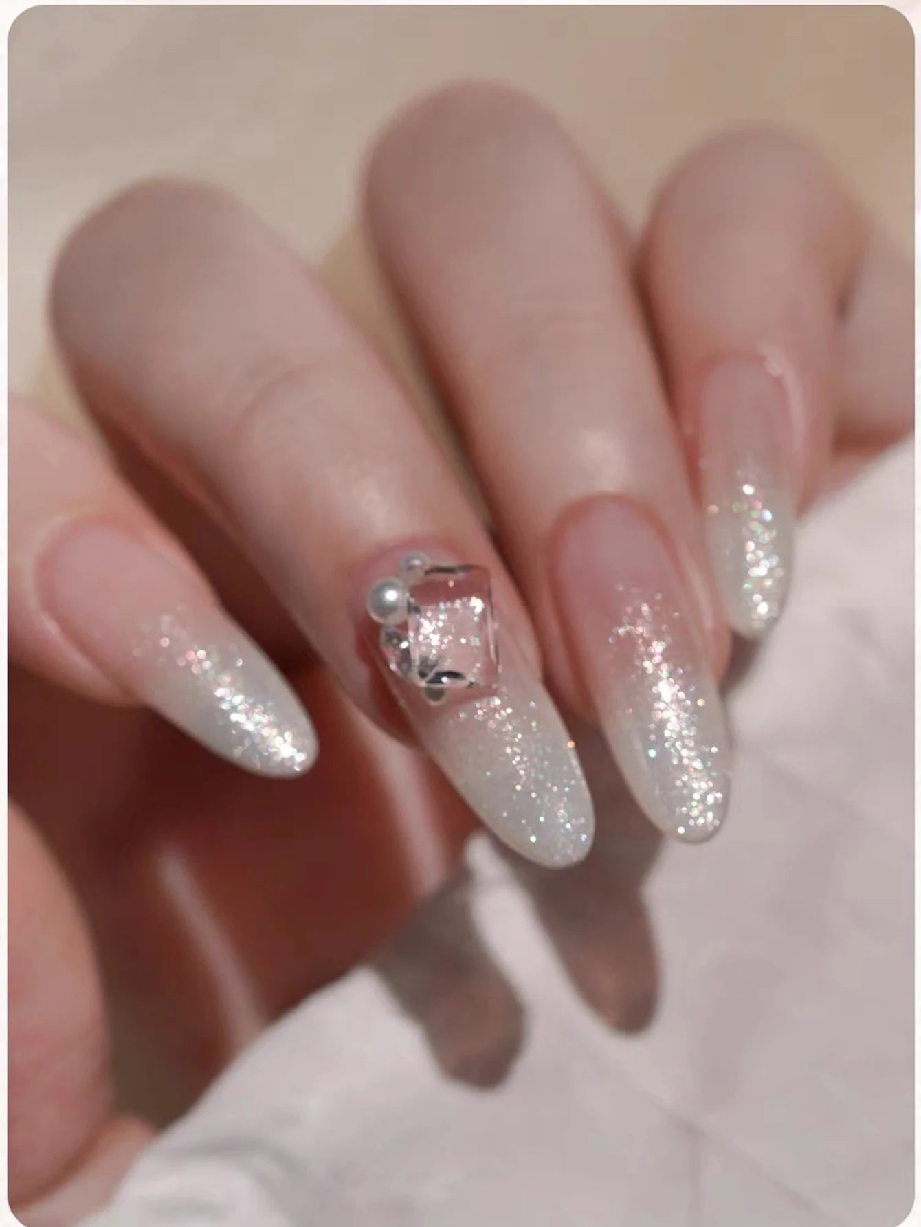 Sparkling White & Pink Gel Nail Polish Kit